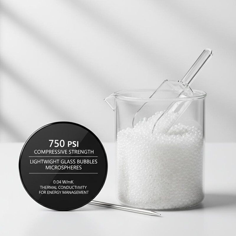 ऊर्जा प्रबंधन के लिए 0.04 W/mK थर्मल कंडक्टिविटी वाली 750 Psi कंप्रेसिव स्ट्रेंथ लाइटवेट ग्लास बबल्स माइक्रोस्फीयर