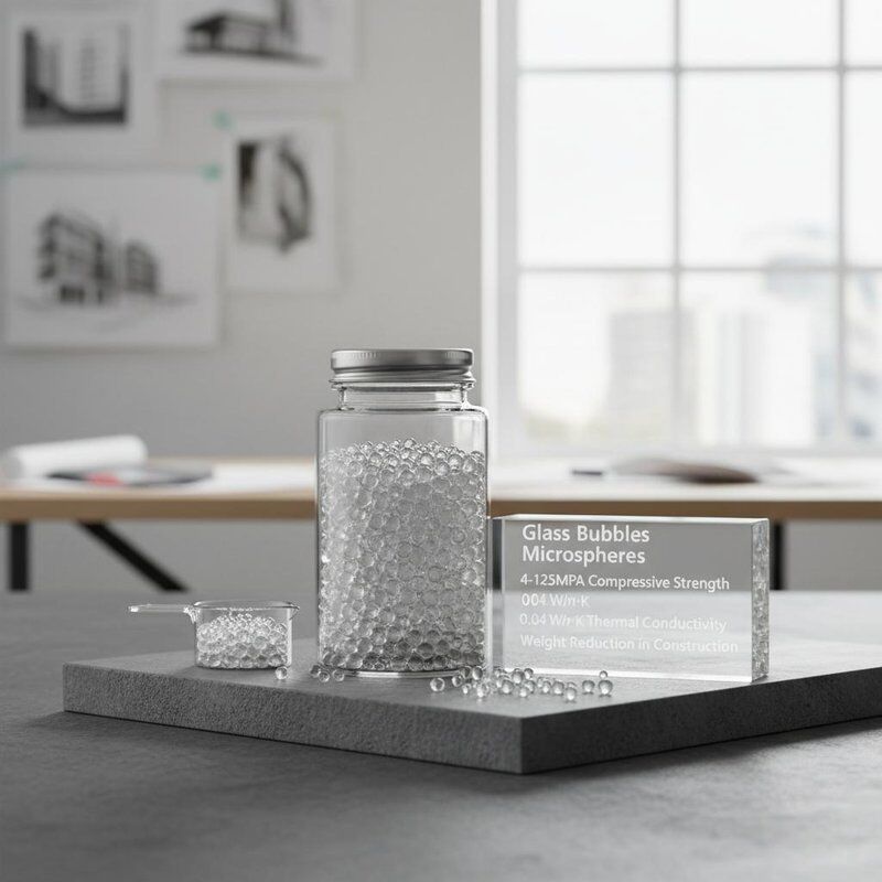 ग्लास बुलबुले माइक्रोस्फीयर 4-125MPa संपीड़न शक्ति और 0.04 W/m·K थर्मल चालकता के साथ निर्माण में वजन में कमी के लिए