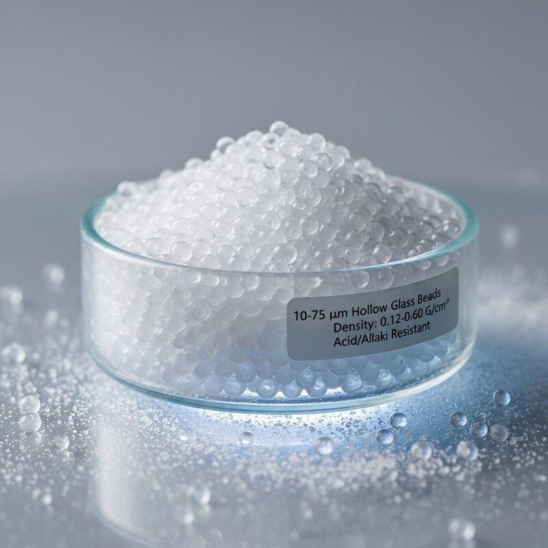 10-75 माइक्रोन व्यास वाले खोखले कांच के मोती जिनकी घनत्व 0.12-0.60 ग्राम/सेमी³ है और अम्ल और क्षार के प्रति अच्छा प्रतिरोध है
